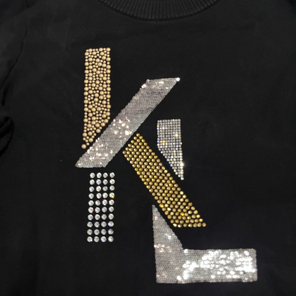 NWT Karl Lagerfeld Black Sparkle Logo Sweater